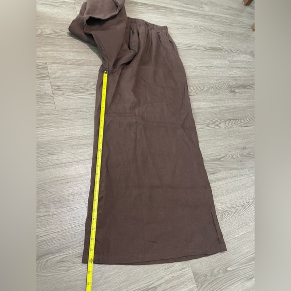 NWT brown linen wide leg pant size large - Picture 8 of 8